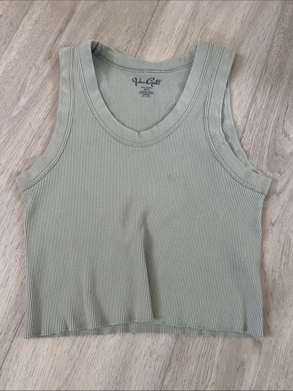 Brandy Melville John Galt Sage Green Cropped Ribbed Tank Top One Size Small